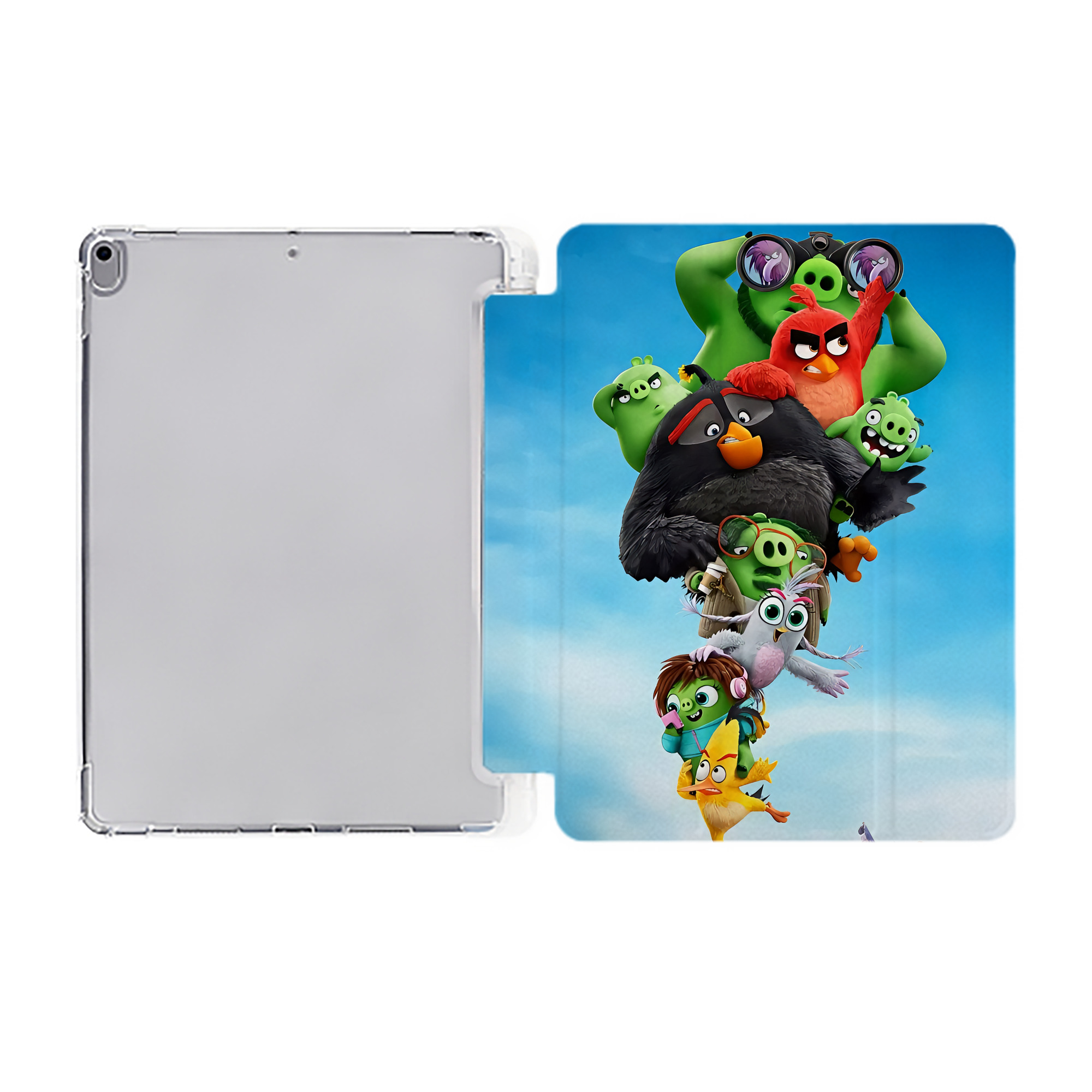 （画像用） Angry Birds アングリーバード IPad ケース ペン収納付き 三つ折りスタンド PUレザー×シリコン 対応機種9.5/10.5/10.9インチ